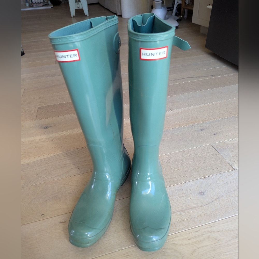 Hunter Tall Rain Boots Green 10